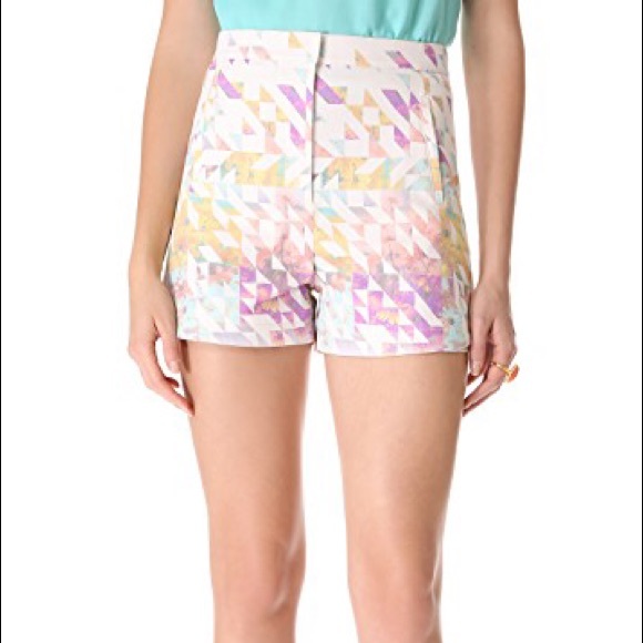 Tibi Pants - Tibi white pastel printed high waist shorts size 8